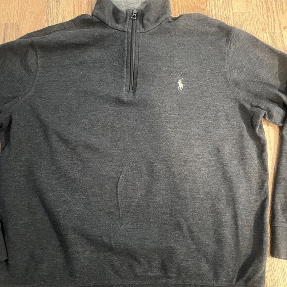 POLO RALPH LAUREN GREY 1/4 ZIP SWEATER PULLOVER M TOP SWEATSHIRT - Picture 2 of 6